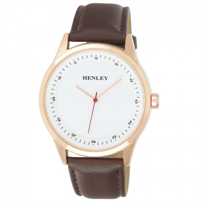 Henley Men's Classic Analogue Leather Strap Watch