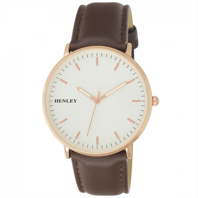 Henley Men's Classic Analogue Leather Strap Watch